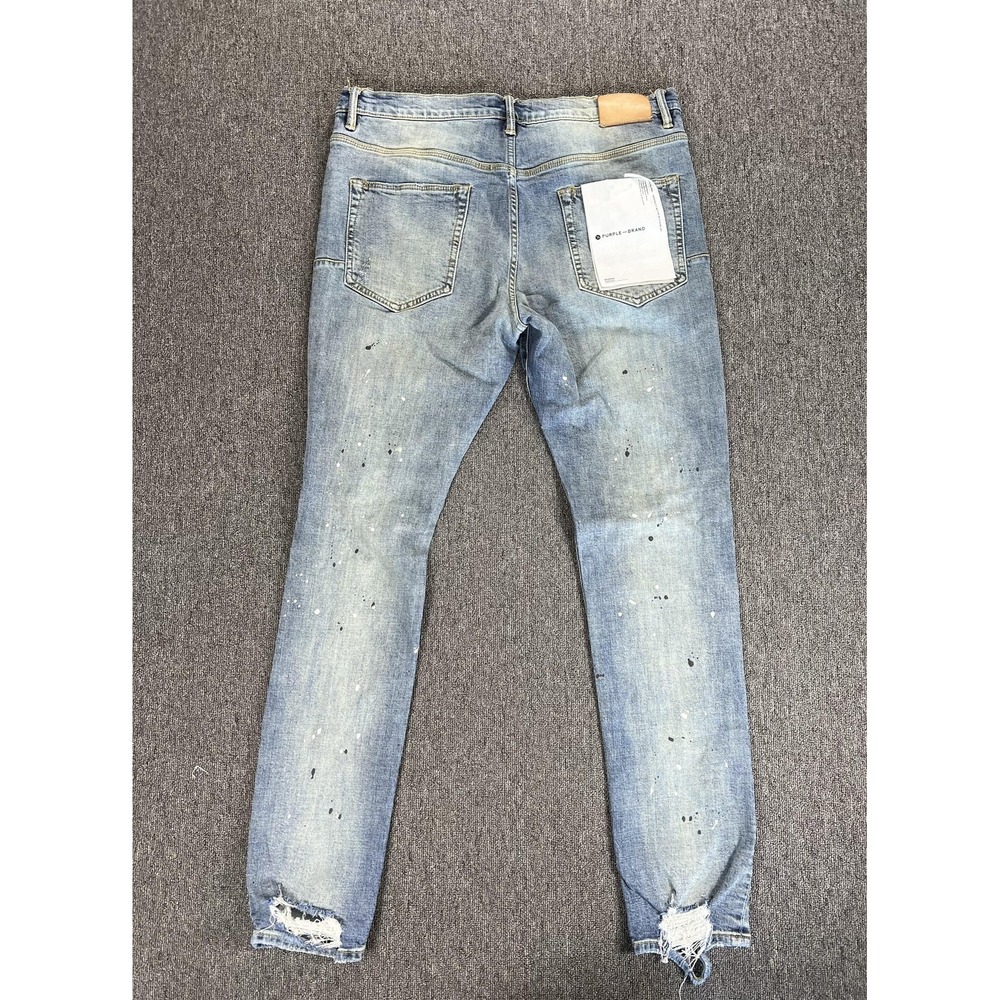 Purple Brand Jeans Mens 34x32 Light Wash Distressed Slim Taper P002 Denim Pants